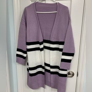 Boutique Oversized Purple Striped Cardigan Size Small (Runs Larger)Scandigirl